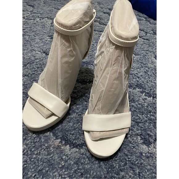 New Sam Edelman Delaney Women’s 8.5 Modern Ivory Open Toe Pump Heels - Picture 6 of 7